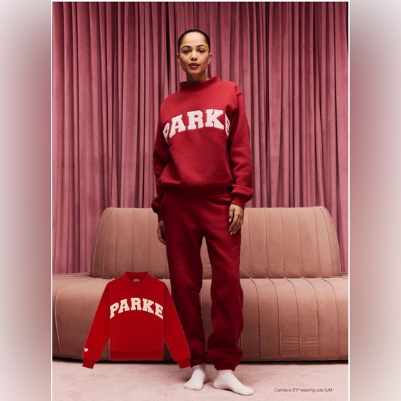 Parke Tops - PARKE  Valentine’s Day Varsity Mockneck Crimson / Peony - NWT L/XL